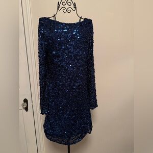 Sparkle in Aidin Mattox Cobalt Blue Sequin Dress